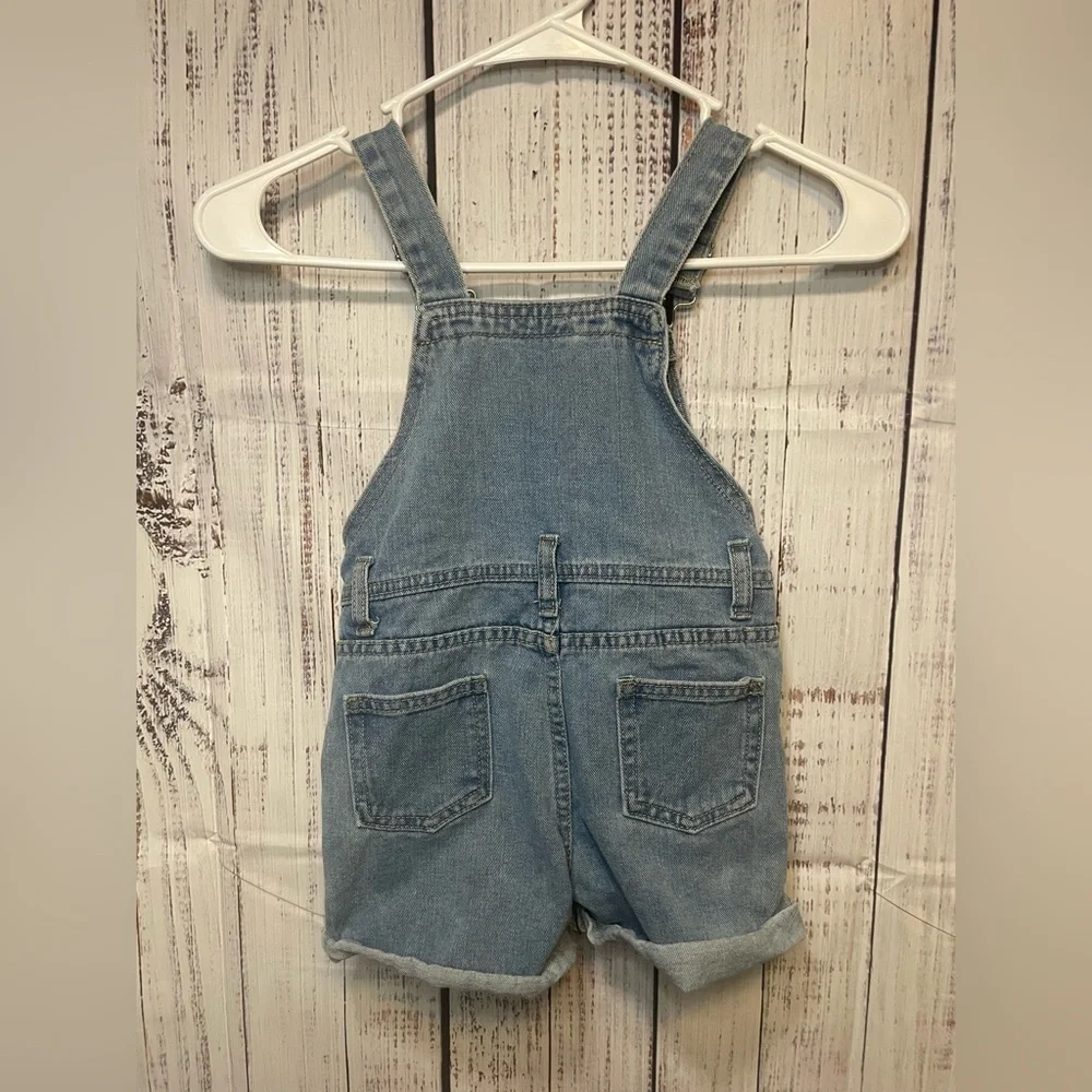 SHEIN Girls Denim Short Overalls 4Y Distressed Blue Jean‎